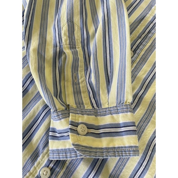 Ralph Lauren Jeans Co Men’s Large Striped Long Sleeve Button Down Yellow Blue - Picture 3 of 6